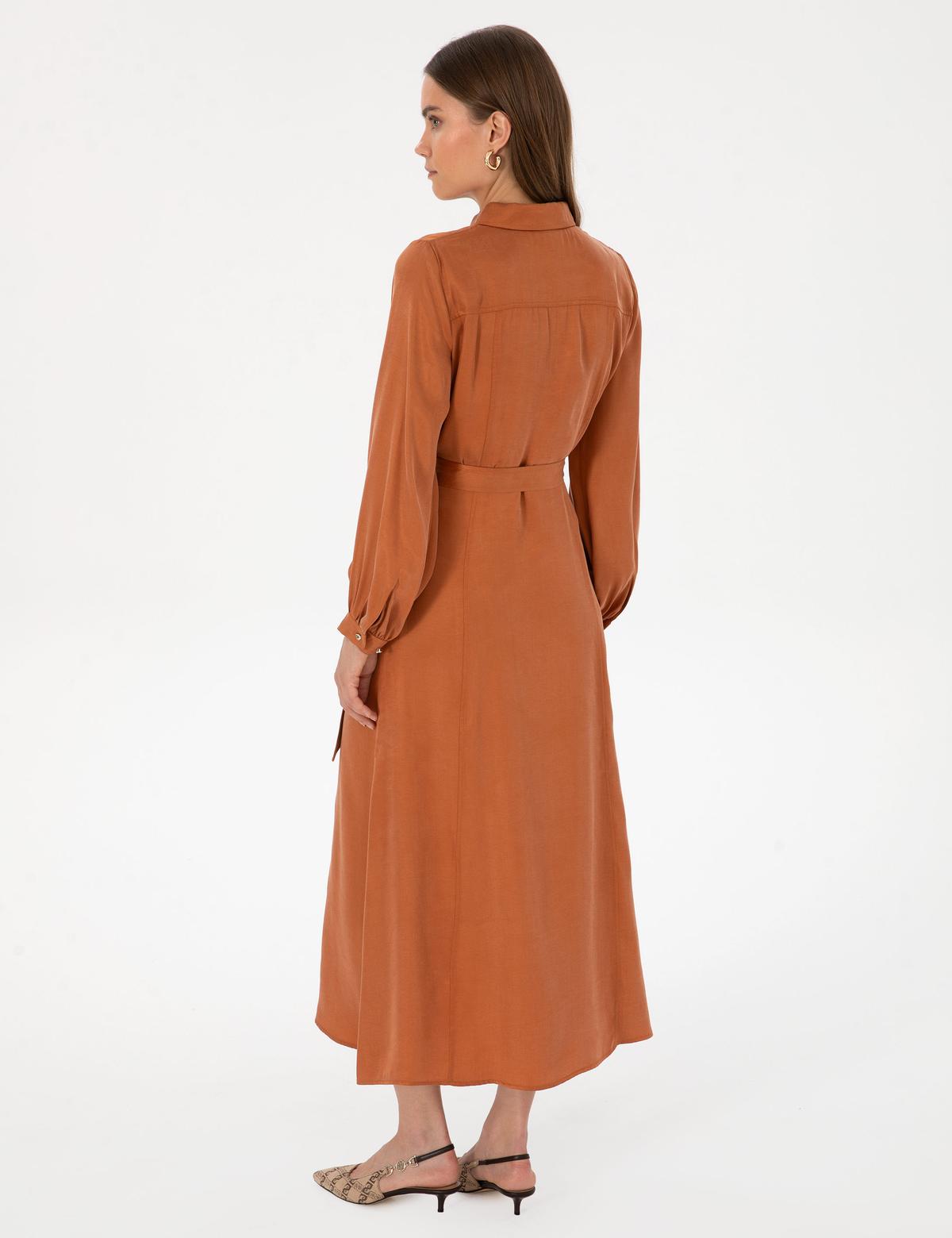 Tarçın Comfort Fit Dokuma Elbise - 50313239002