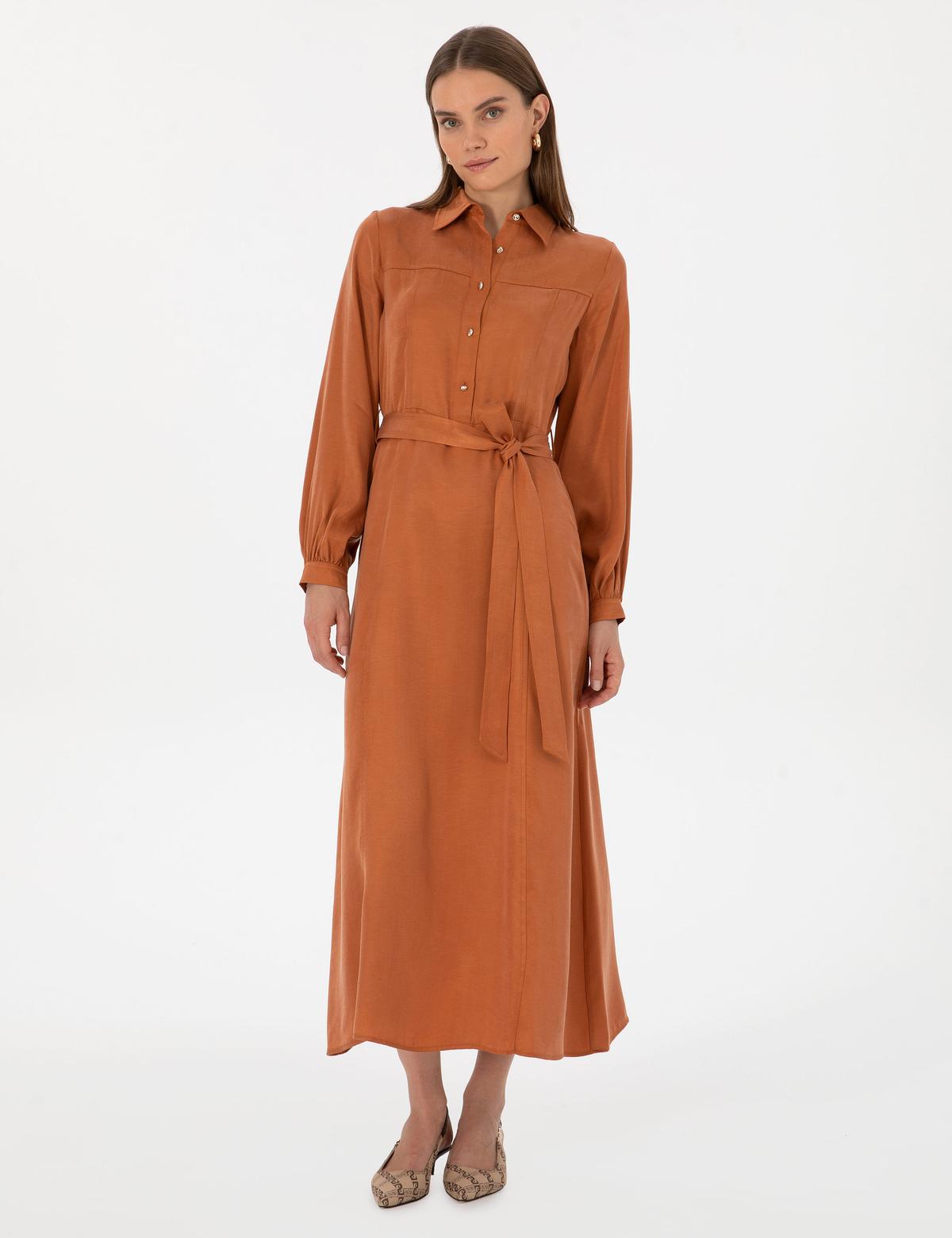 Tarçın Comfort Fit Dokuma Elbise