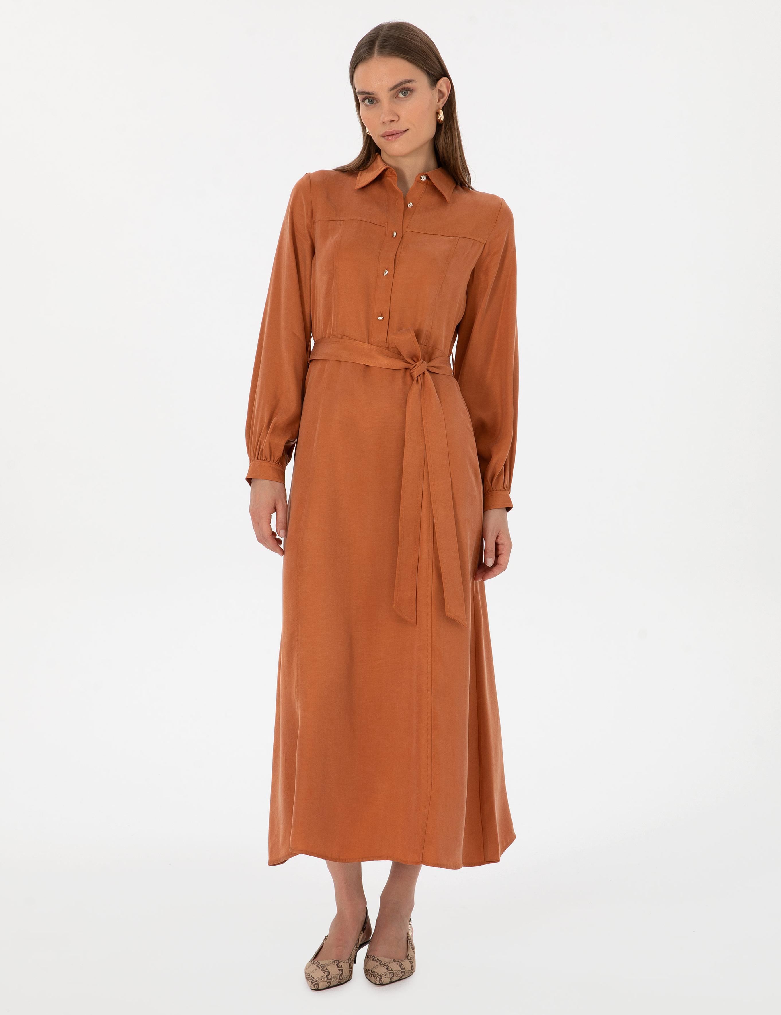 Tarçın Comfort Fit Dokuma Elbise