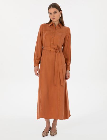 Tarçın Comfort Fit Dokuma Elbise - 50313239002