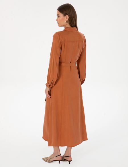 Tarçın Comfort Fit Dokuma Elbise - 50313239006