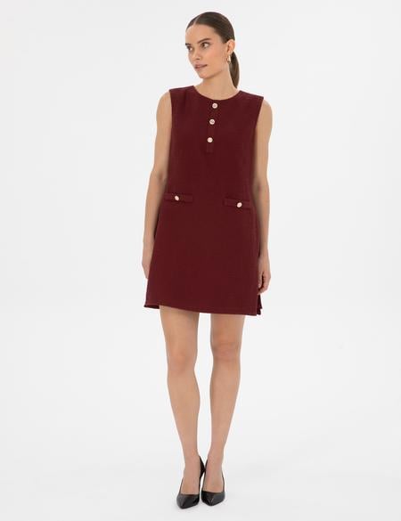 Vişne A Kesim Dokuma Elbise - 50313272014