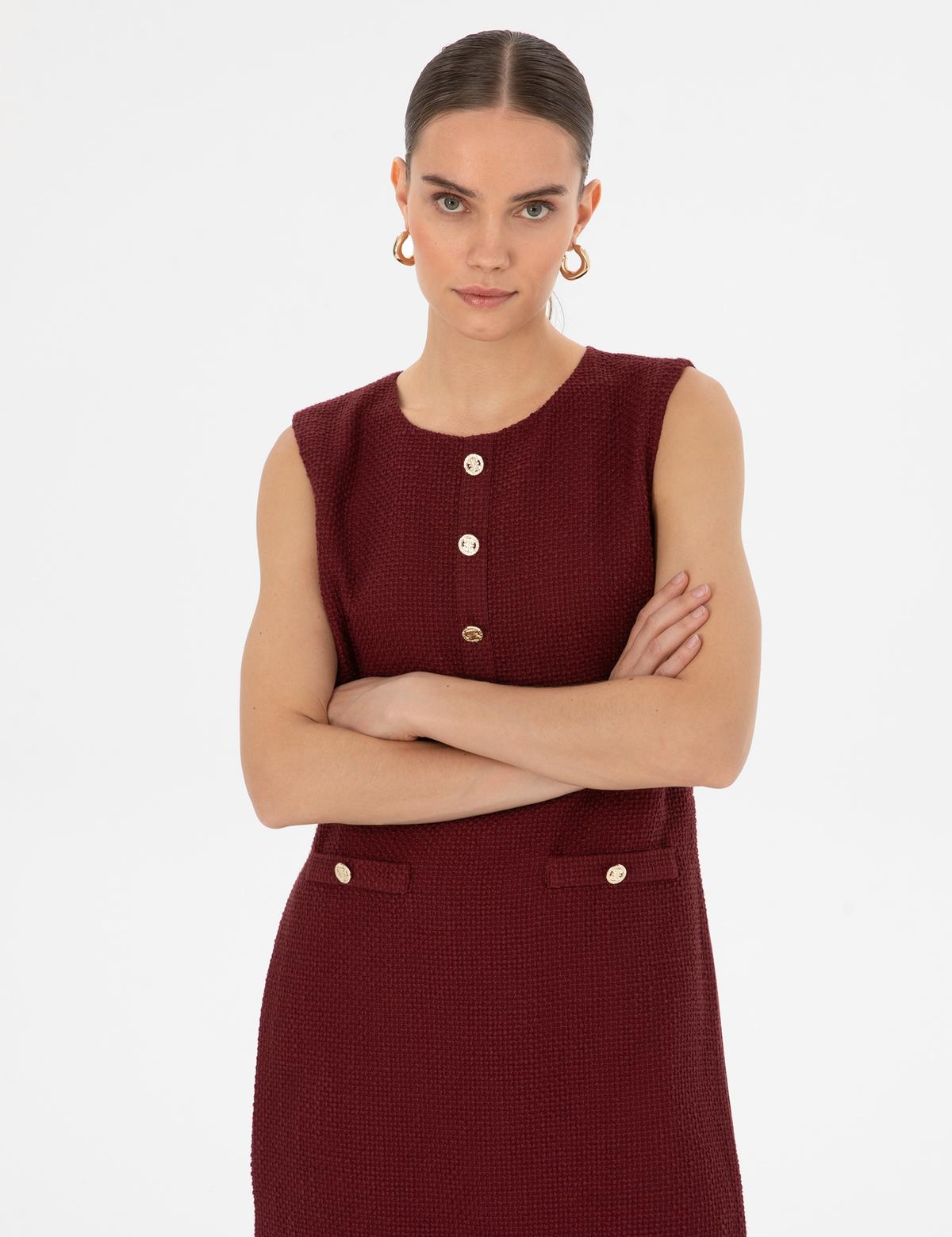 Vişne A Kesim Dokuma Elbise - 50313272014