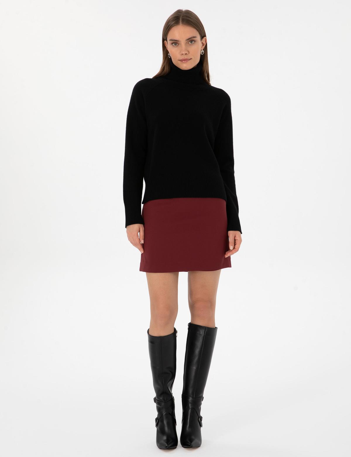 Siyah Comfort Fit Yün Balıkçı Yaka Kazak - 50310938011