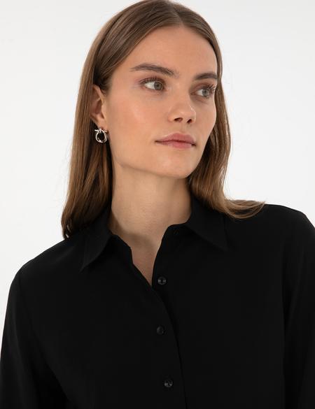 Siyah Modal Karışımlı Regular Fit Uzun Kollu Gömlek - 50318195013