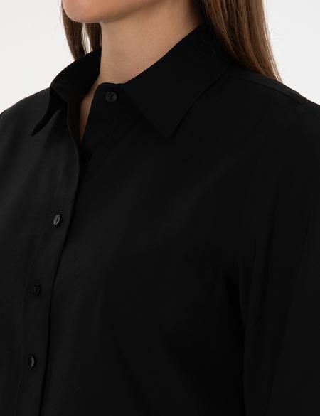 Siyah Modal Karışımlı Regular Fit Uzun Kollu Gömlek - 50318195013