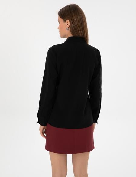 Siyah Modal Karışımlı Regular Fit Uzun Kollu Gömlek - 50318195013