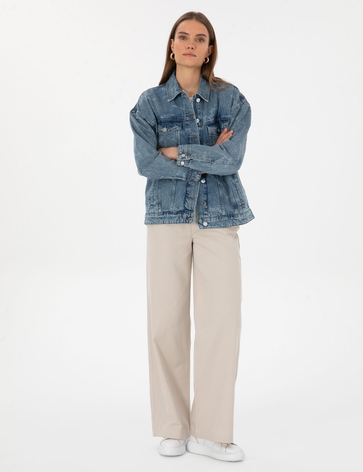 Açık Mavi Oversize Jean Ceket - 50308527003