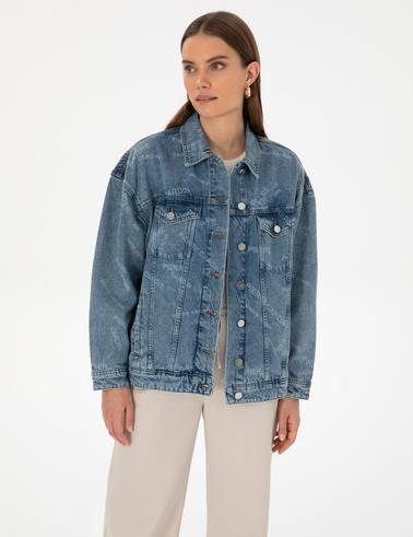 Açık Mavi Oversize Jean Ceket