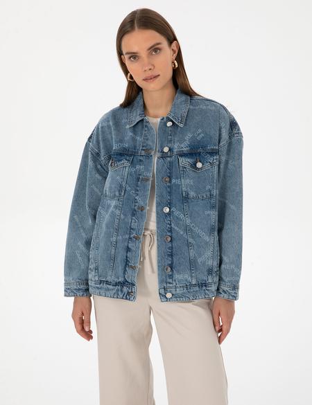 Açık Mavi Oversize Jean Ceket - 50308527003