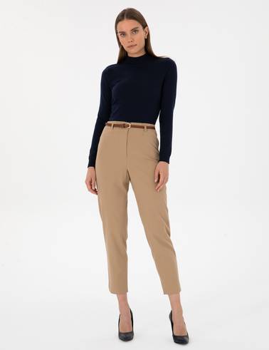 Bej Carrot Fit Kumaş Pantolon