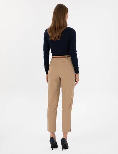 Bej Carrot Fit Kumaş Pantolon