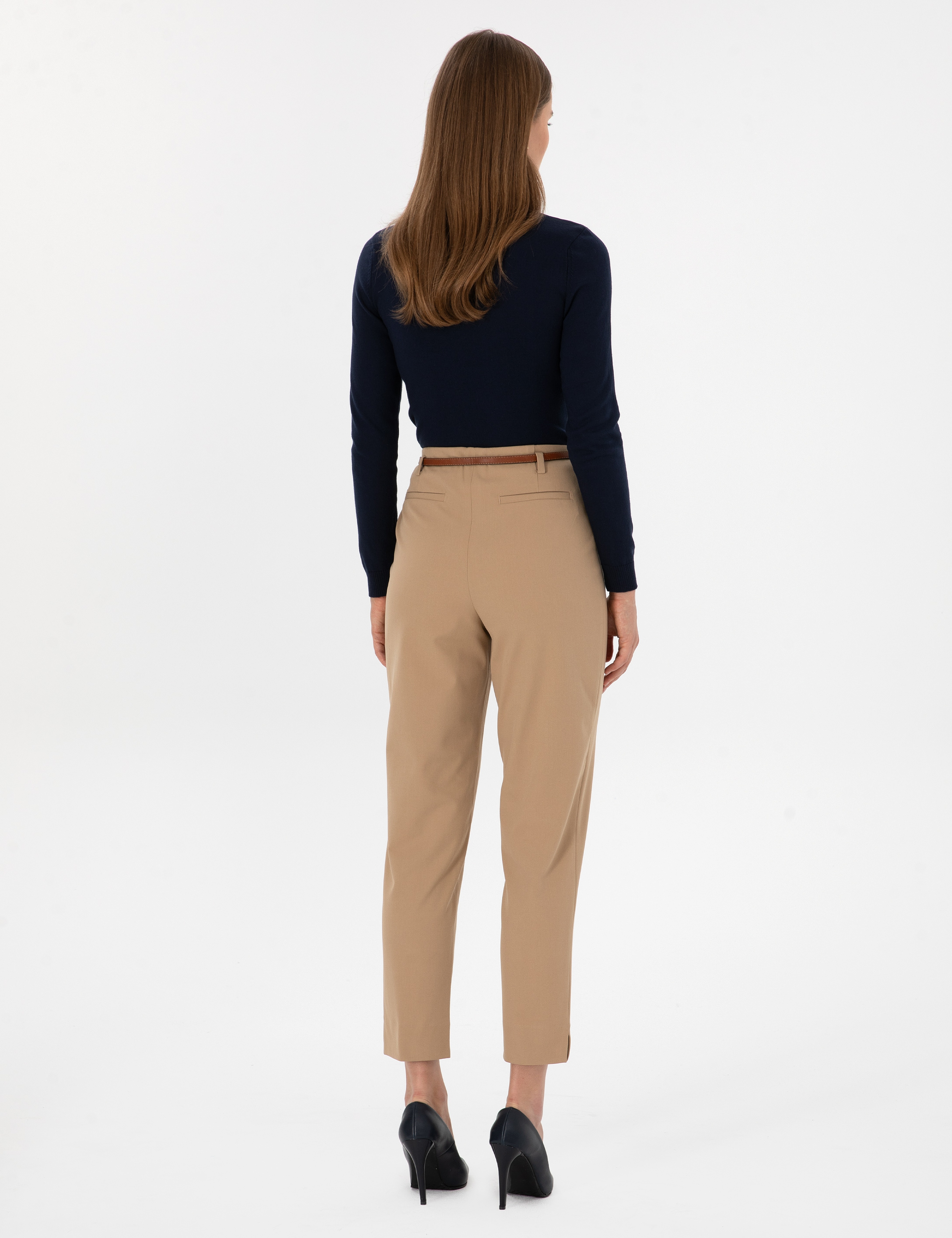 Bej Carrot Fit Kumaş Pantolon - Image 4