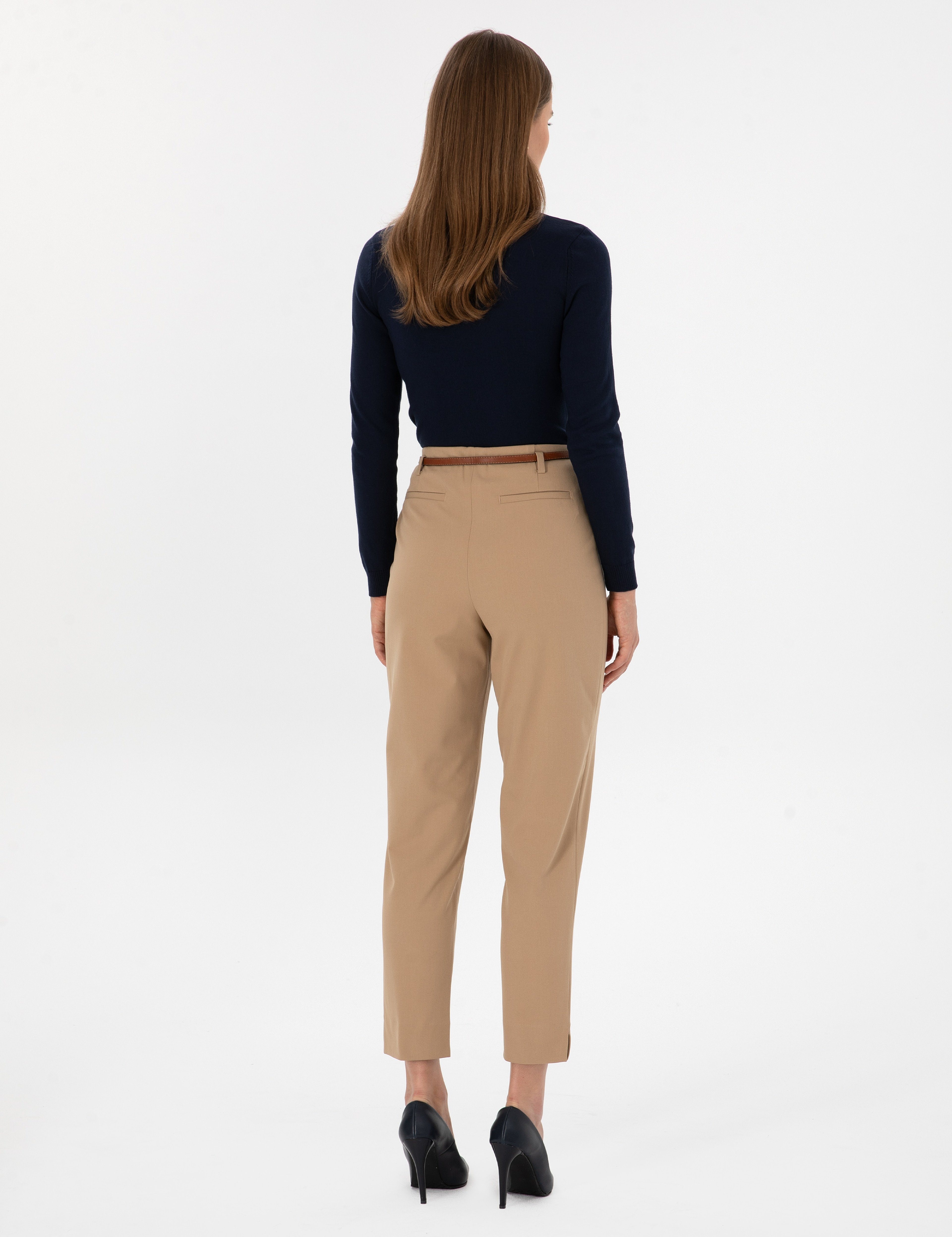 Bej Carrot Fit Kumaş Pantolon