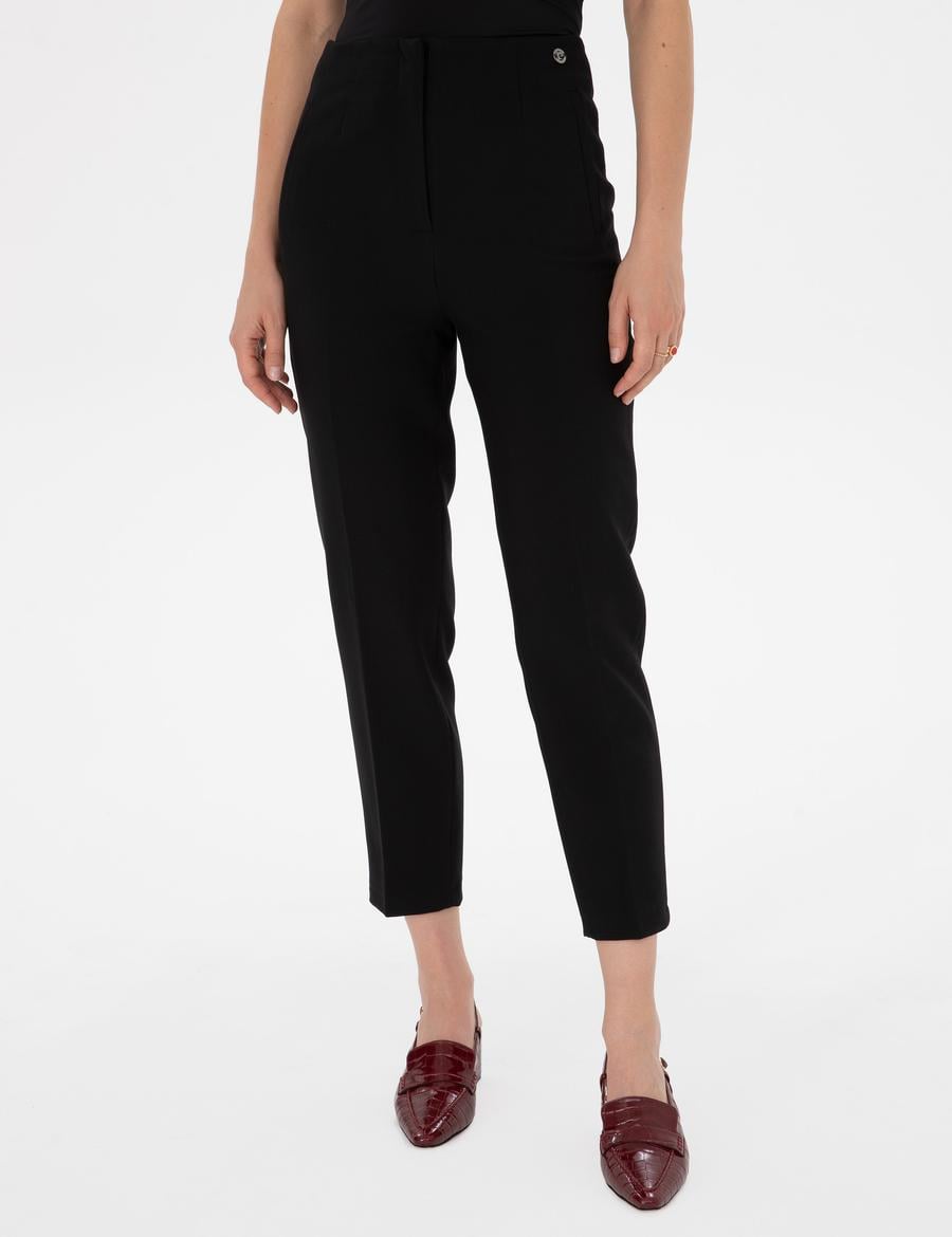 Siyah Carrot Fit Kumaş Pantolon