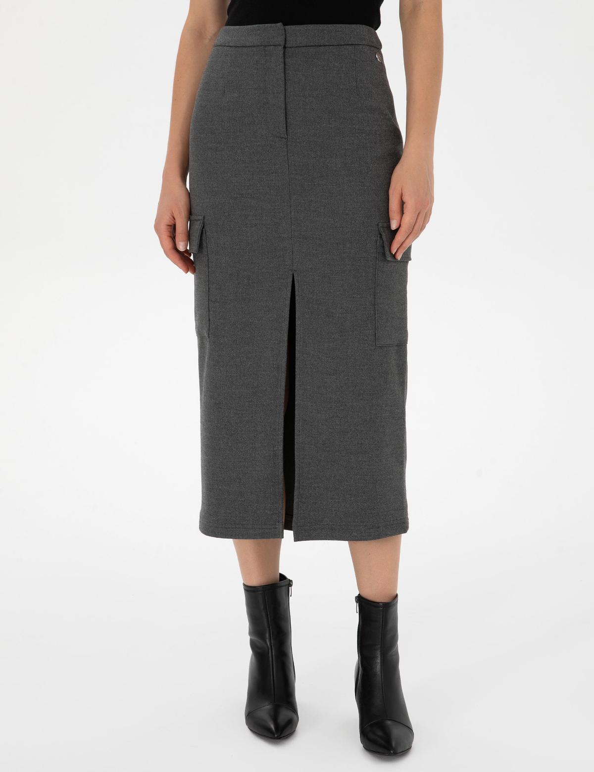 Antrasit A Kesim Dokuma Etek - 50314094003