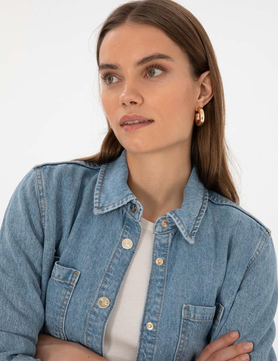 Açık Mavi Comfort Fit Jean Gömlek