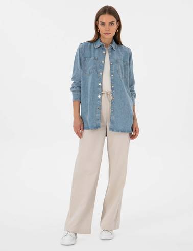 Açık Mavi Comfort Fit Jean Gömlek