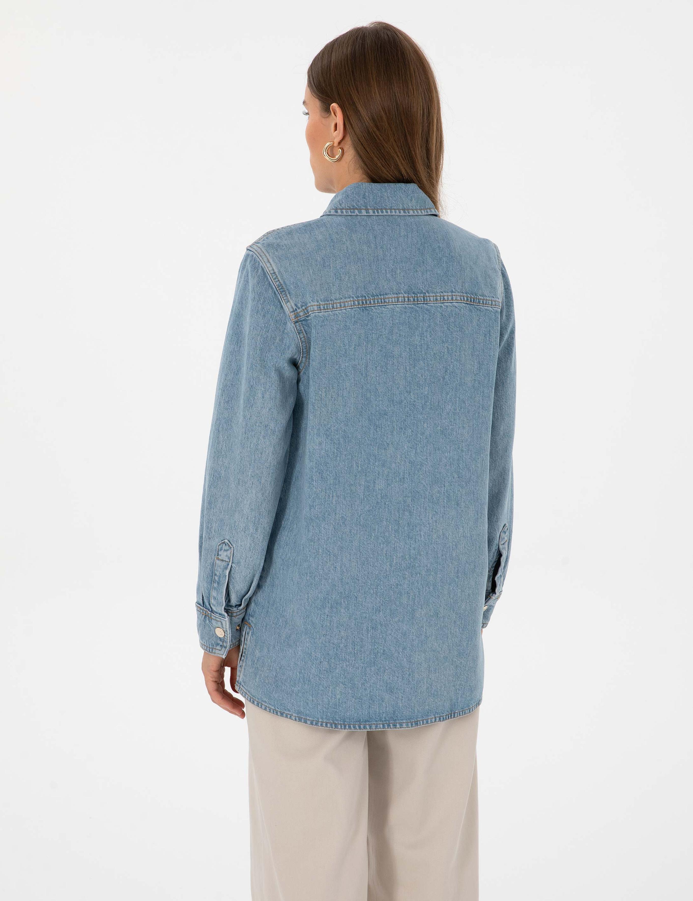 Açık Mavi Comfort Fit Jean Gömlek