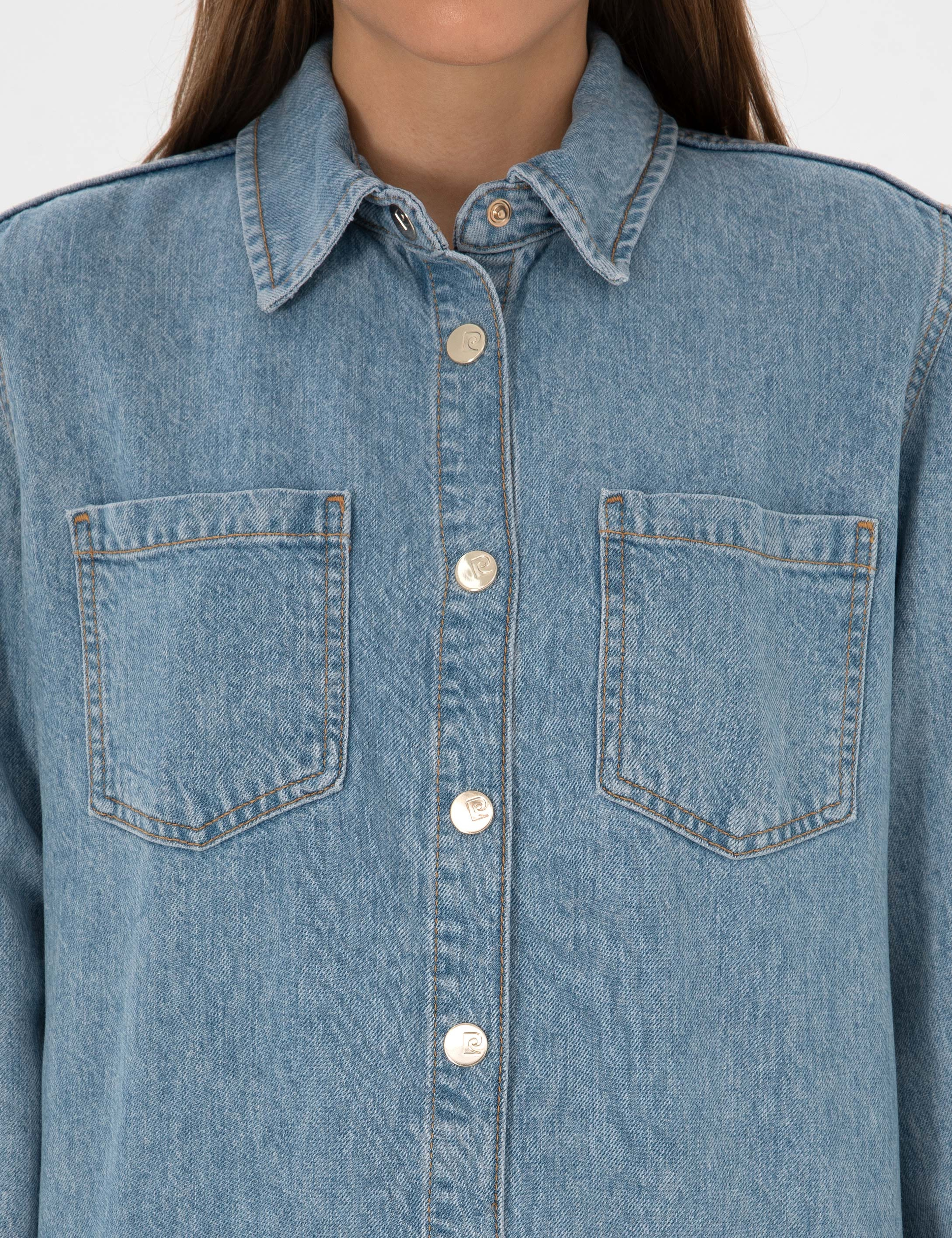 Açık Mavi Comfort Fit Jean Gömlek - Image 6