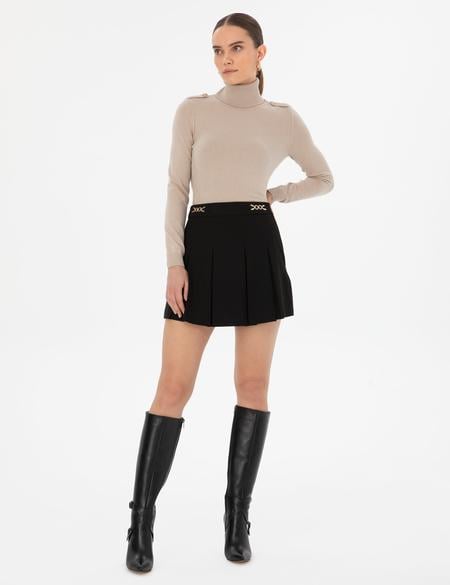 Siyah A Kesim Dokuma Etek - 50314118002