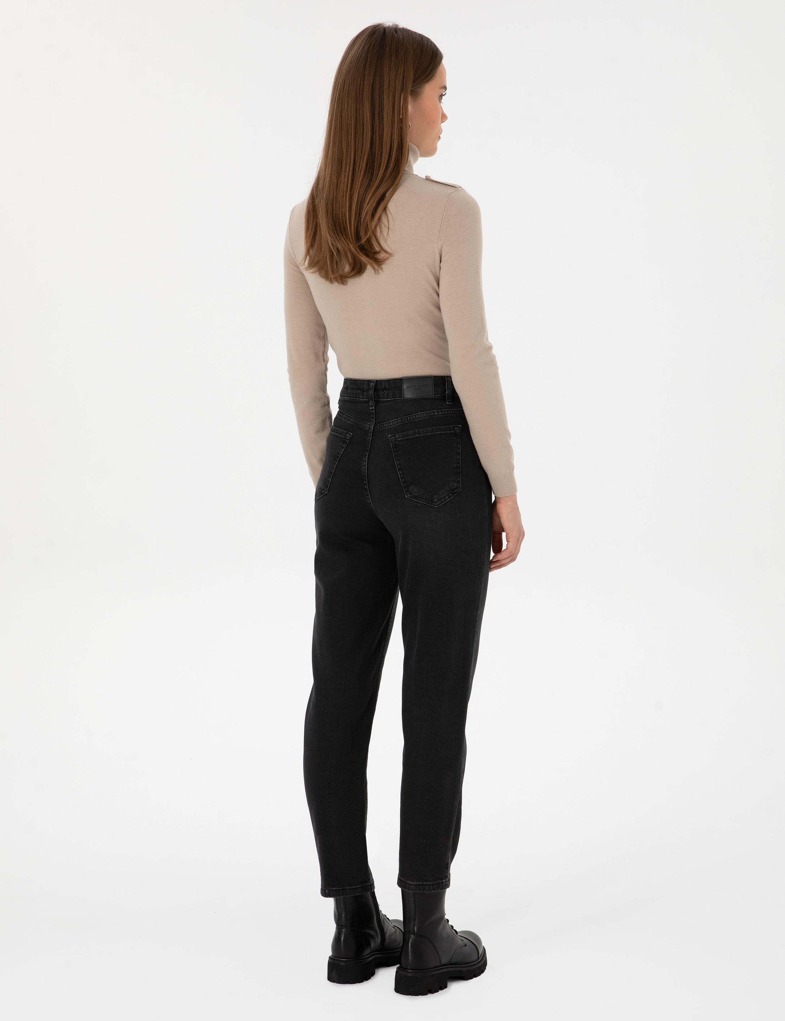 Antrasit Mom High Waist Fit Jean Pantolon