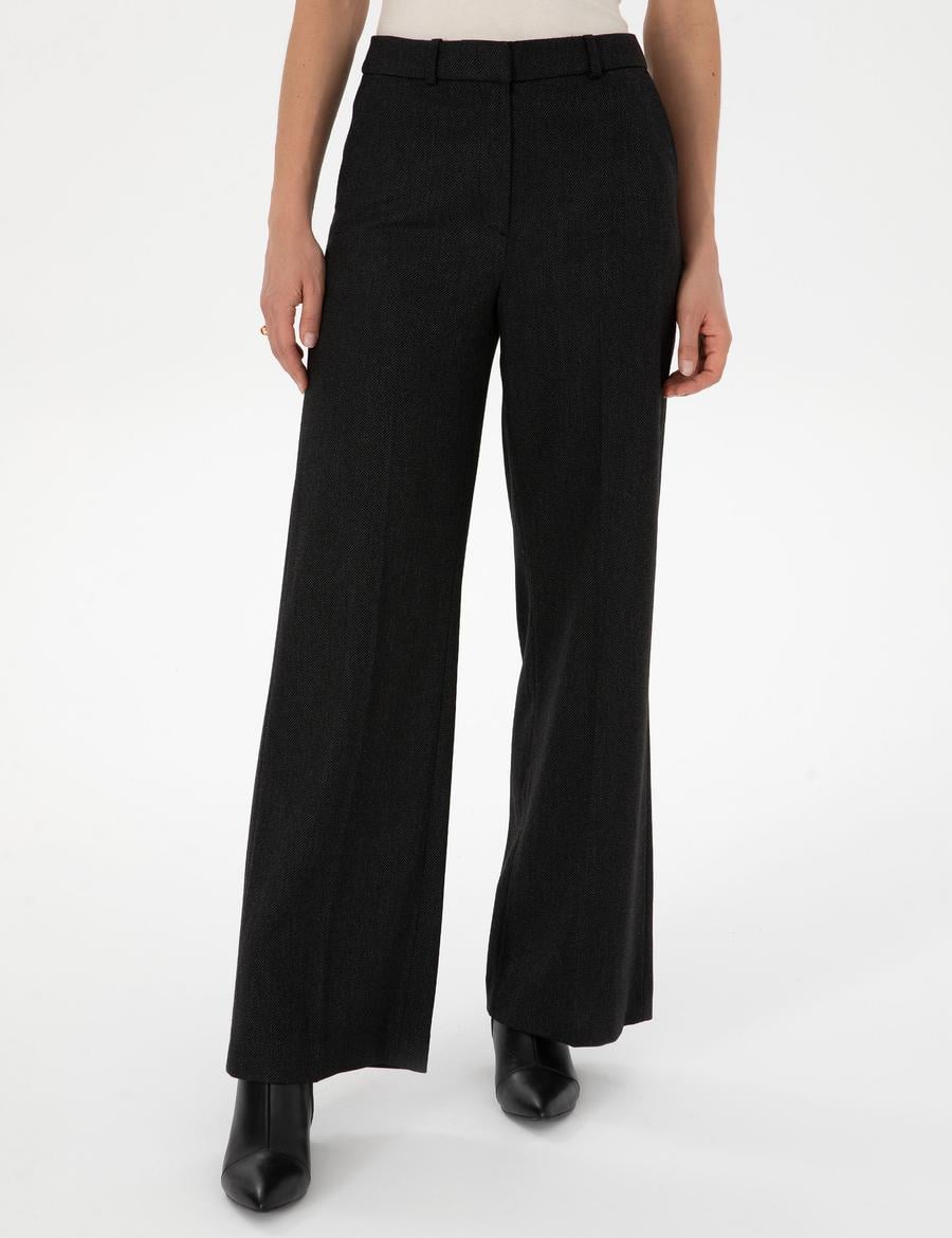 Siyah Palazzo Kumaş Pantolon