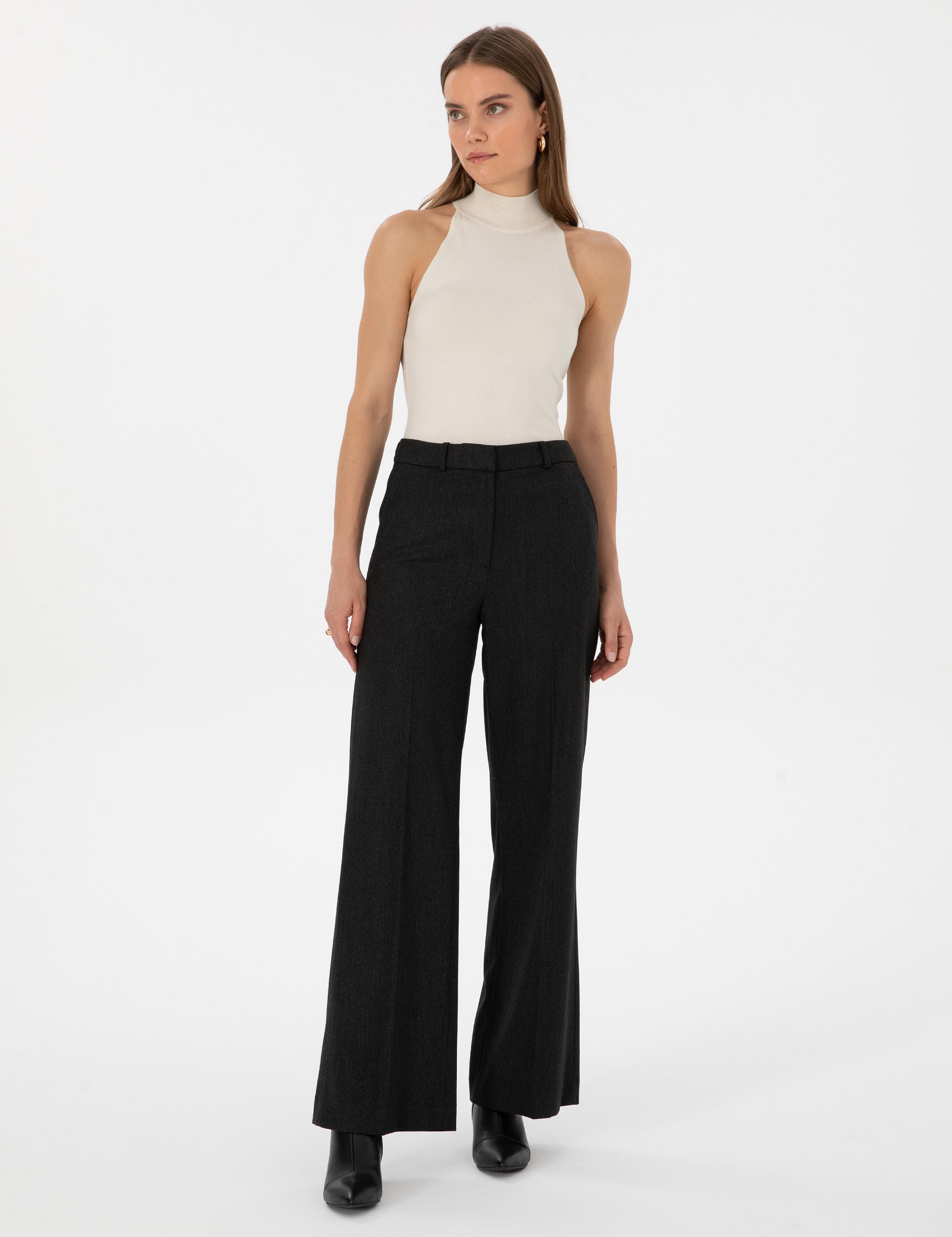 Siyah Palazzo Kumaş Pantolon