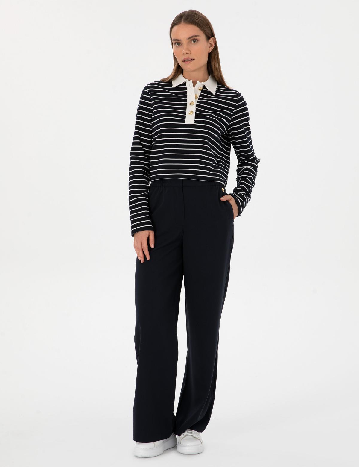 Lacivert Loose Fit Kanvas Pantolon - 50314119002