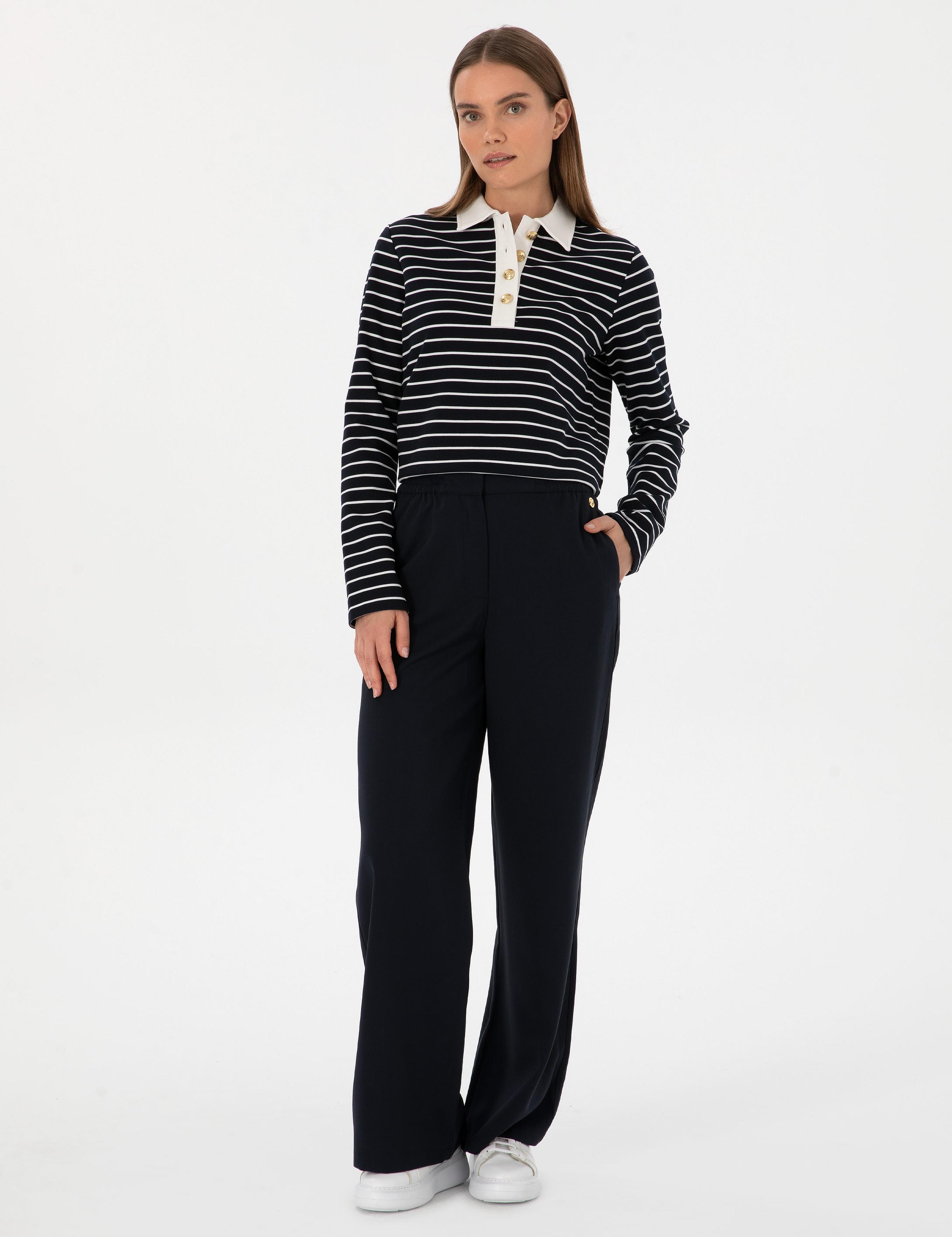 Lacivert Loose Fit Kanvas Pantolon