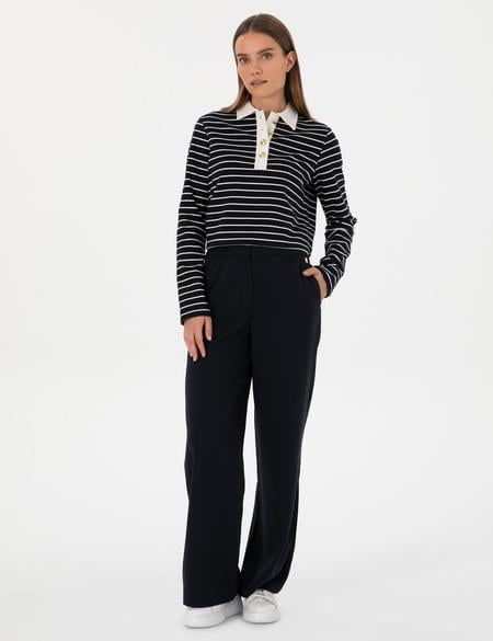 Lacivert Loose Fit Kanvas Pantolon - 50314119002