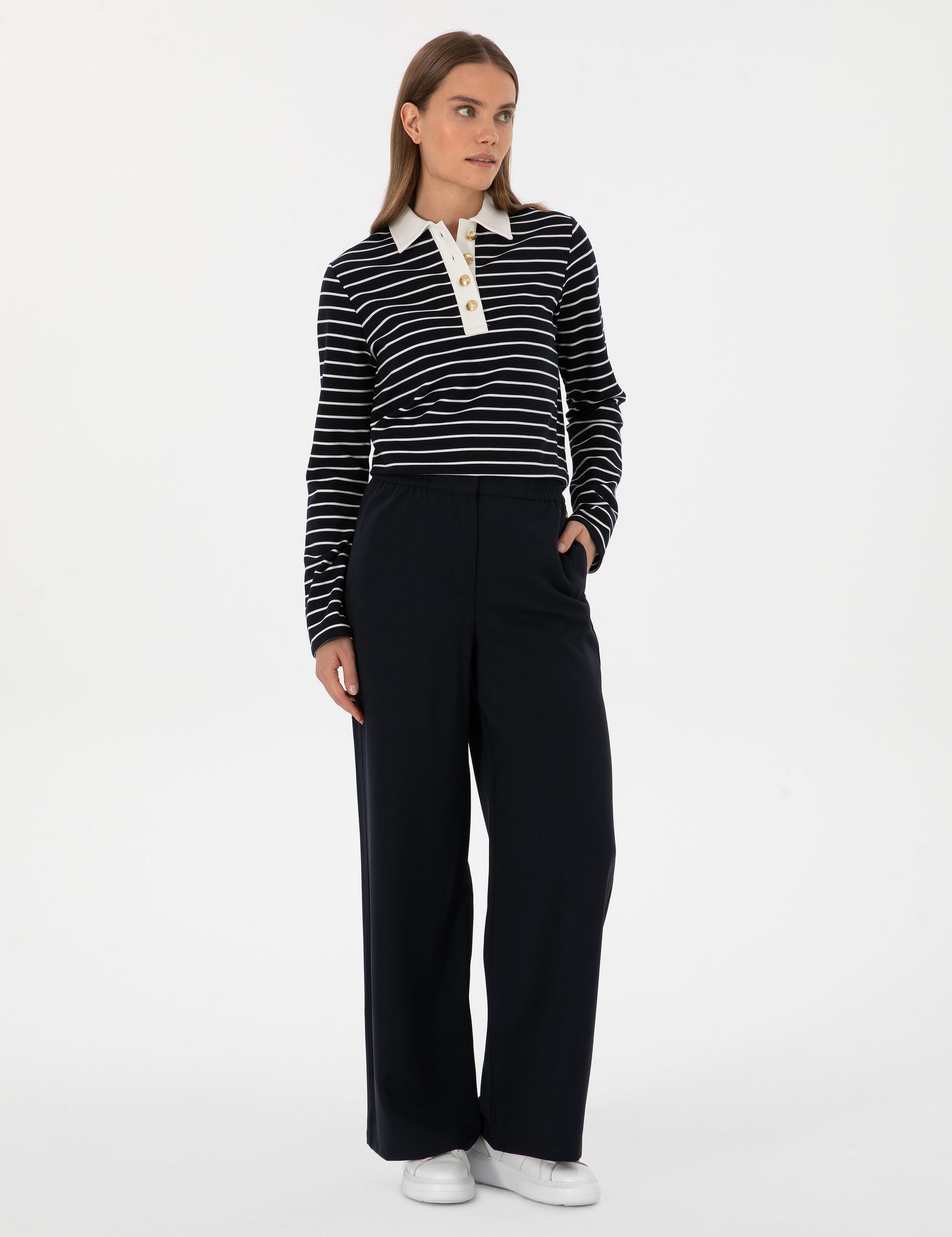 Lacivert Loose Fit Kanvas Pantolon