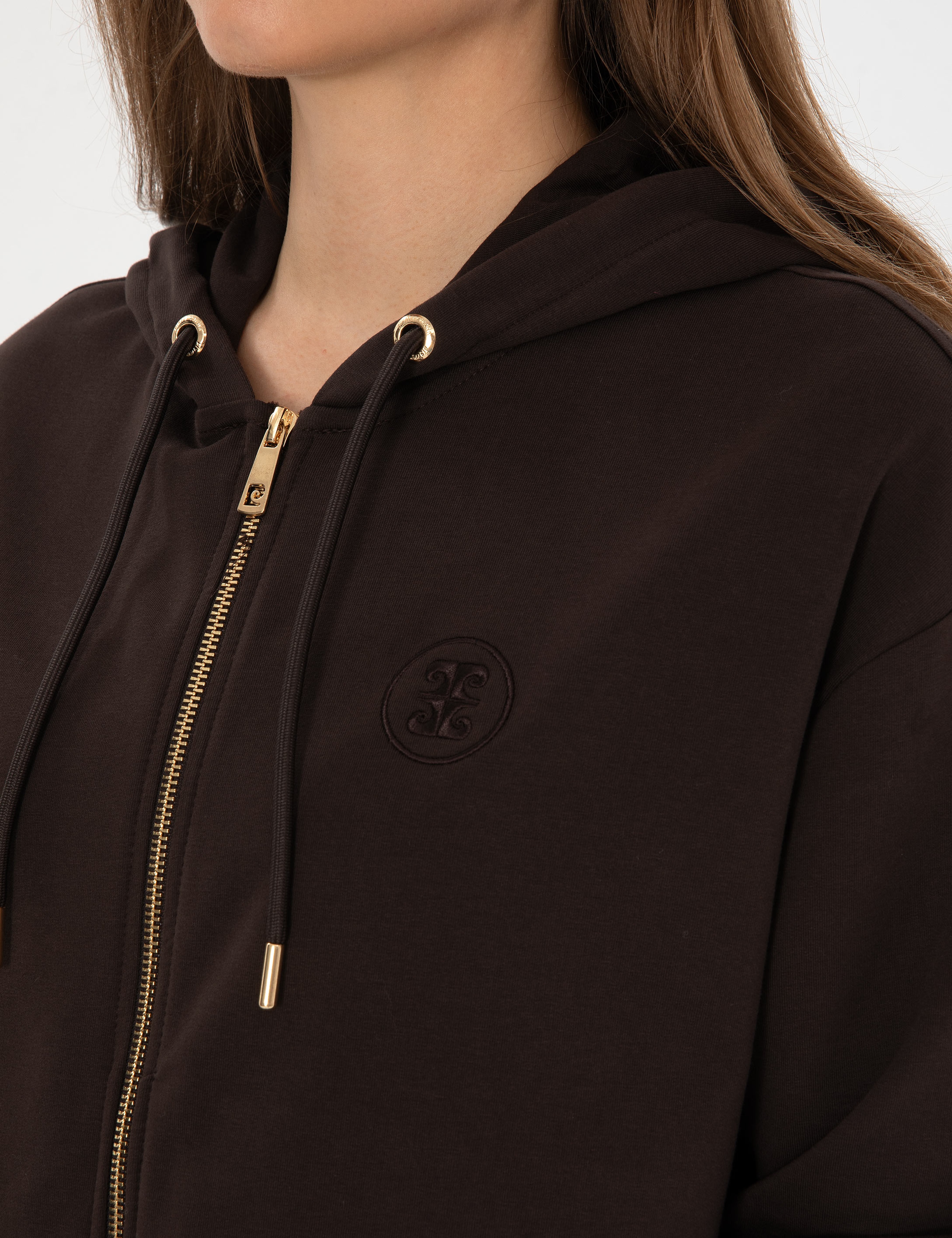 Kahverengi Comfort Fit Fermuarlı Sweatshirt