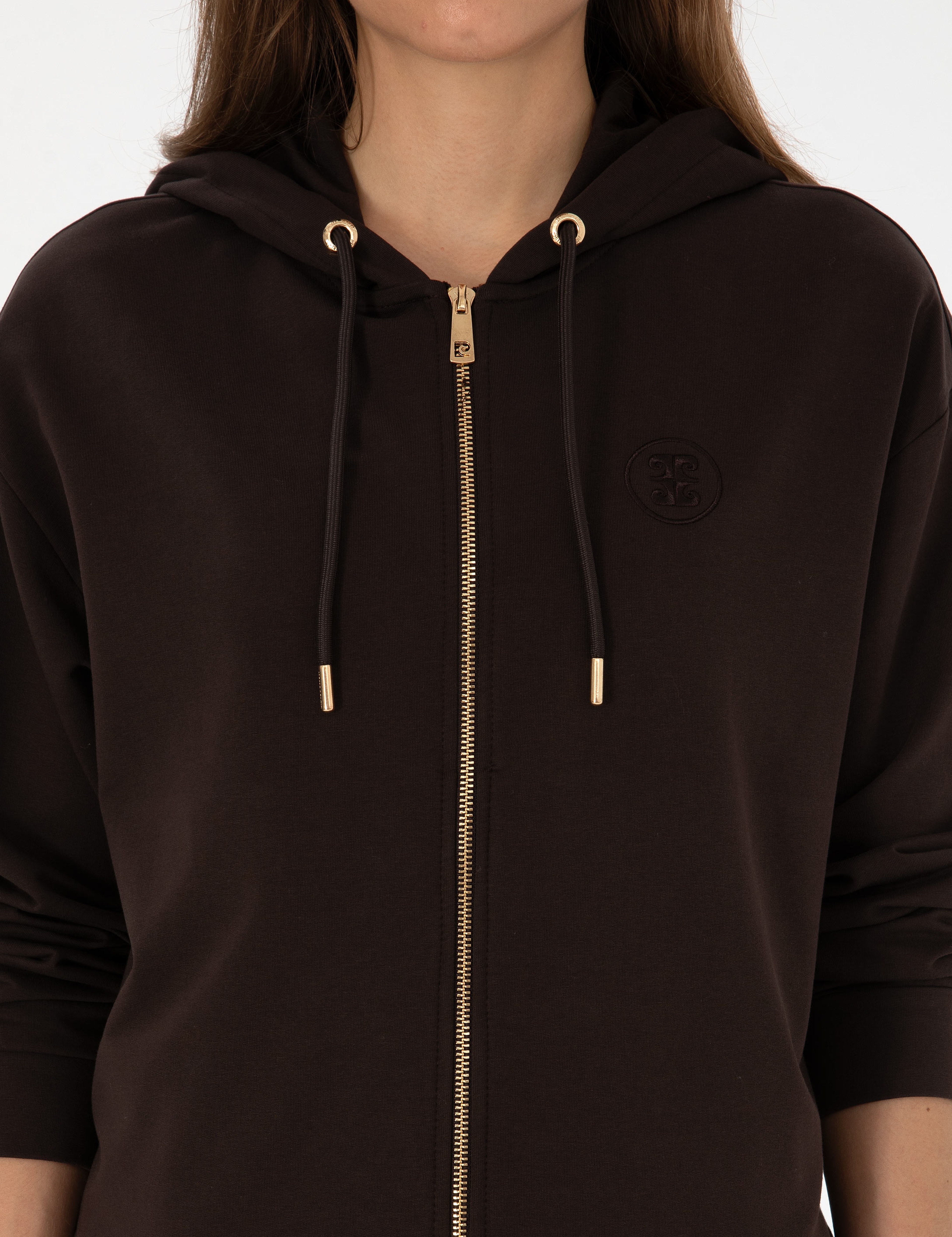 Kahverengi Comfort Fit Fermuarlı Sweatshirt