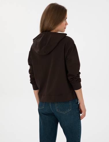 Kahverengi Comfort Fit Fermuarlı Sweatshirt