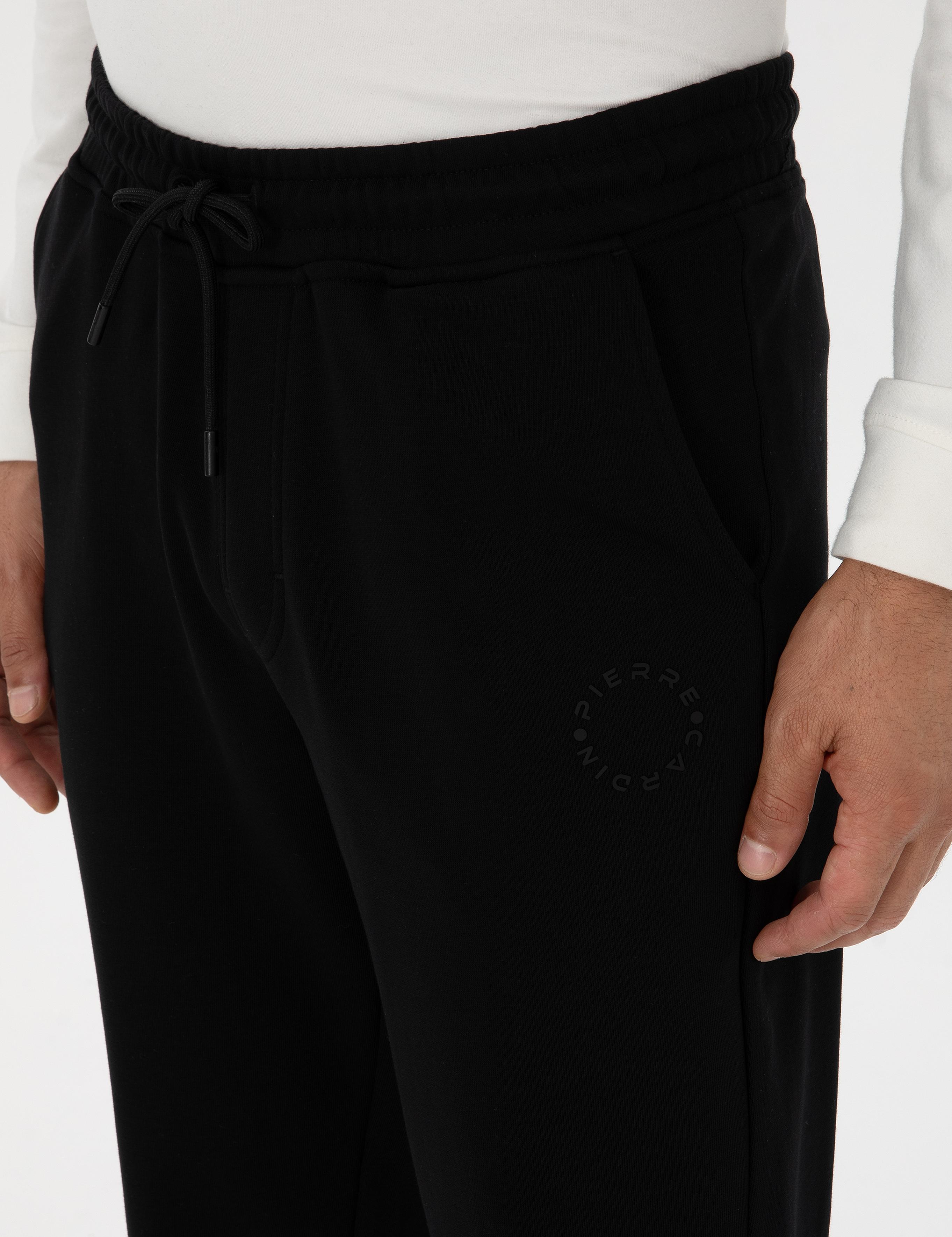 Siyah Slim Fit 3 İplik Düz Paça Eşofman Altı