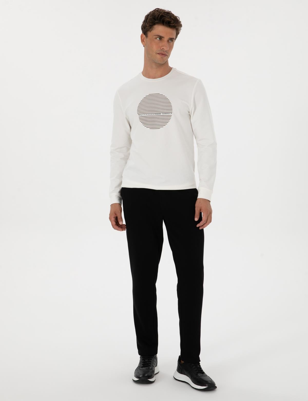 Siyah Slim Fit 3 İplik Düz Paça Eşofman Altı