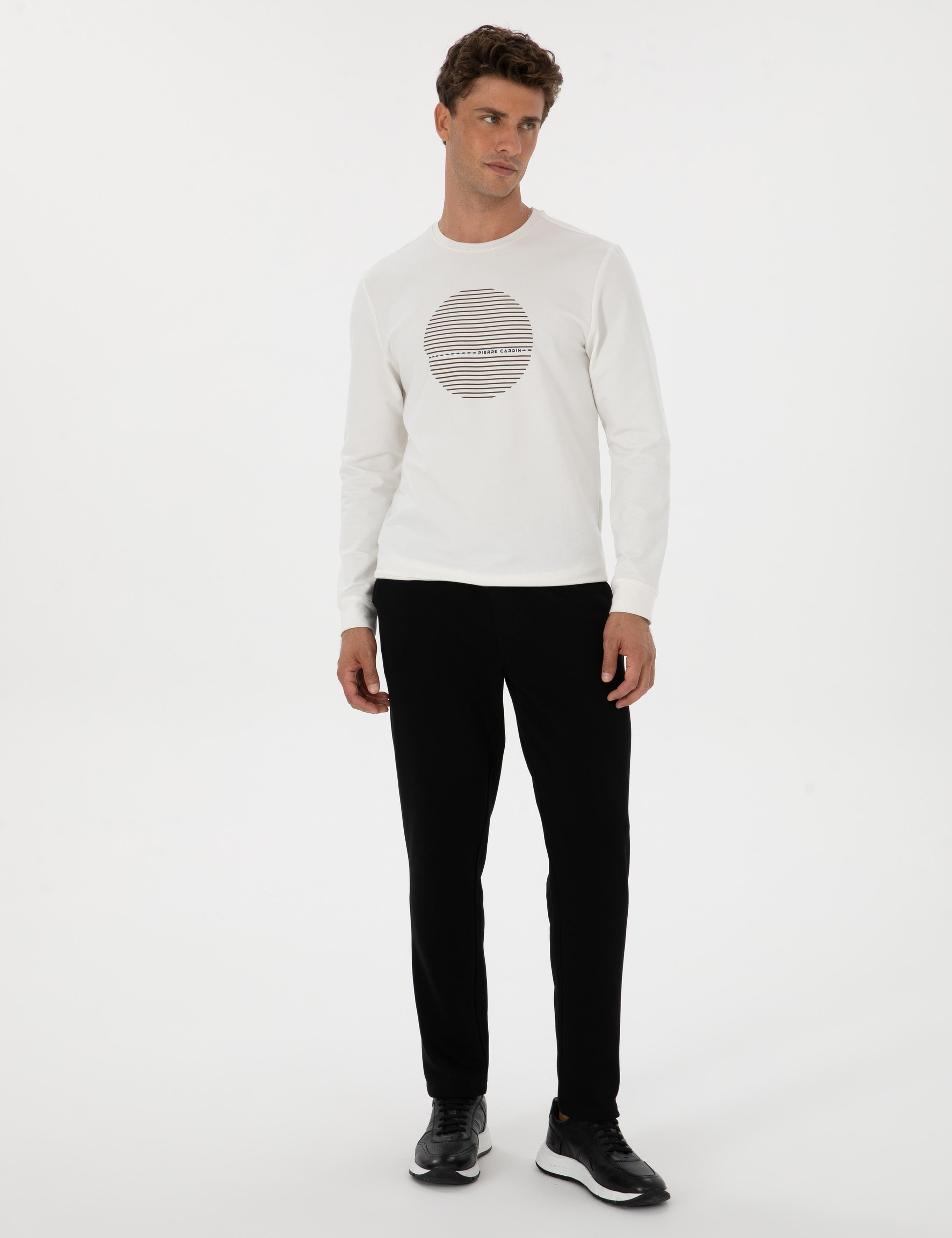 Siyah Slim Fit 3 İplik Düz Paça Eşofman Altı