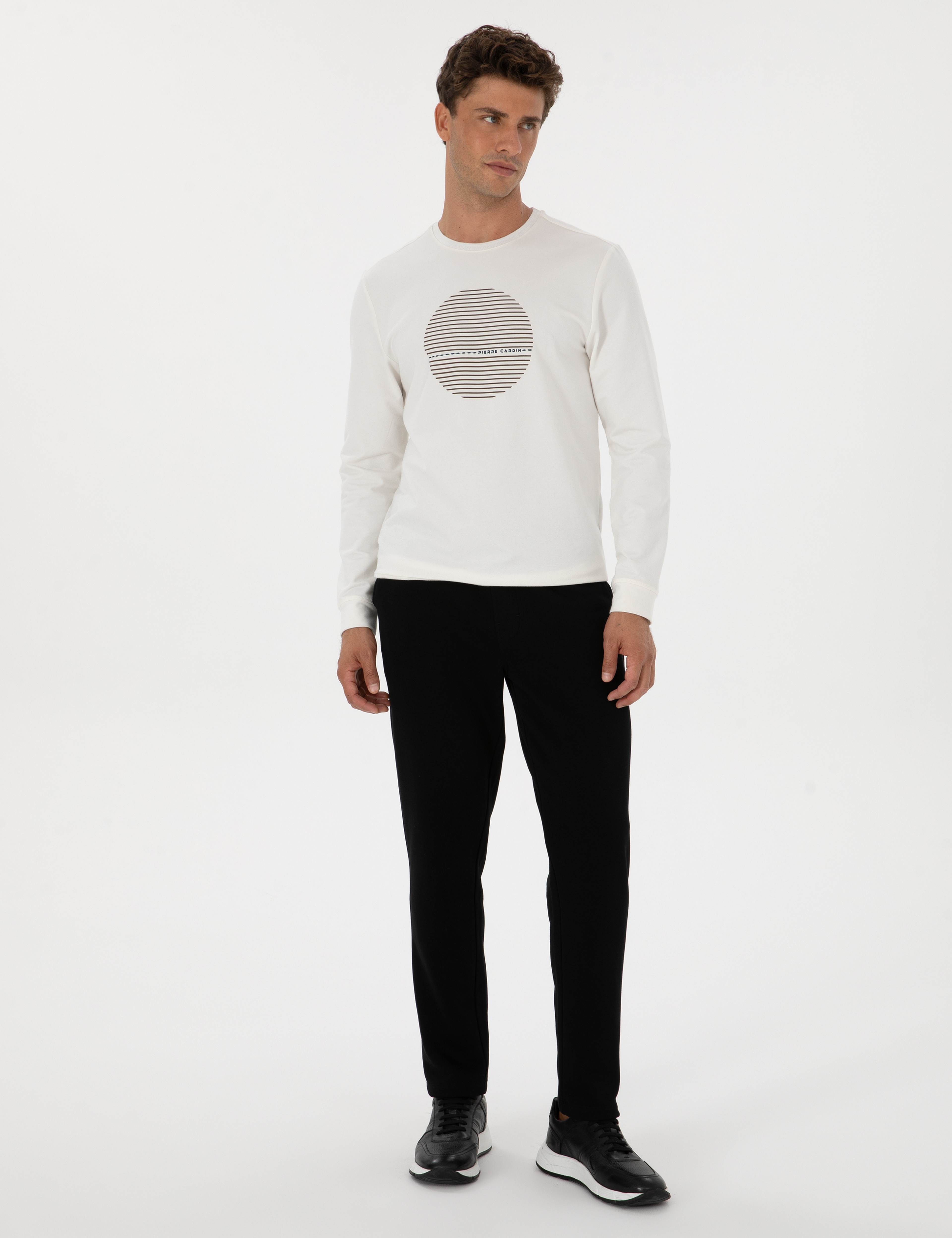 Siyah Slim Fit 3 İplik Düz Paça Eşofman Altı