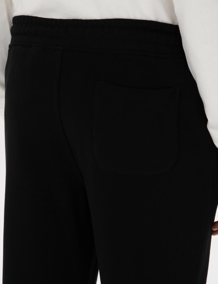 Siyah Slim Fit 3 İplik Düz Paça Eşofman Altı