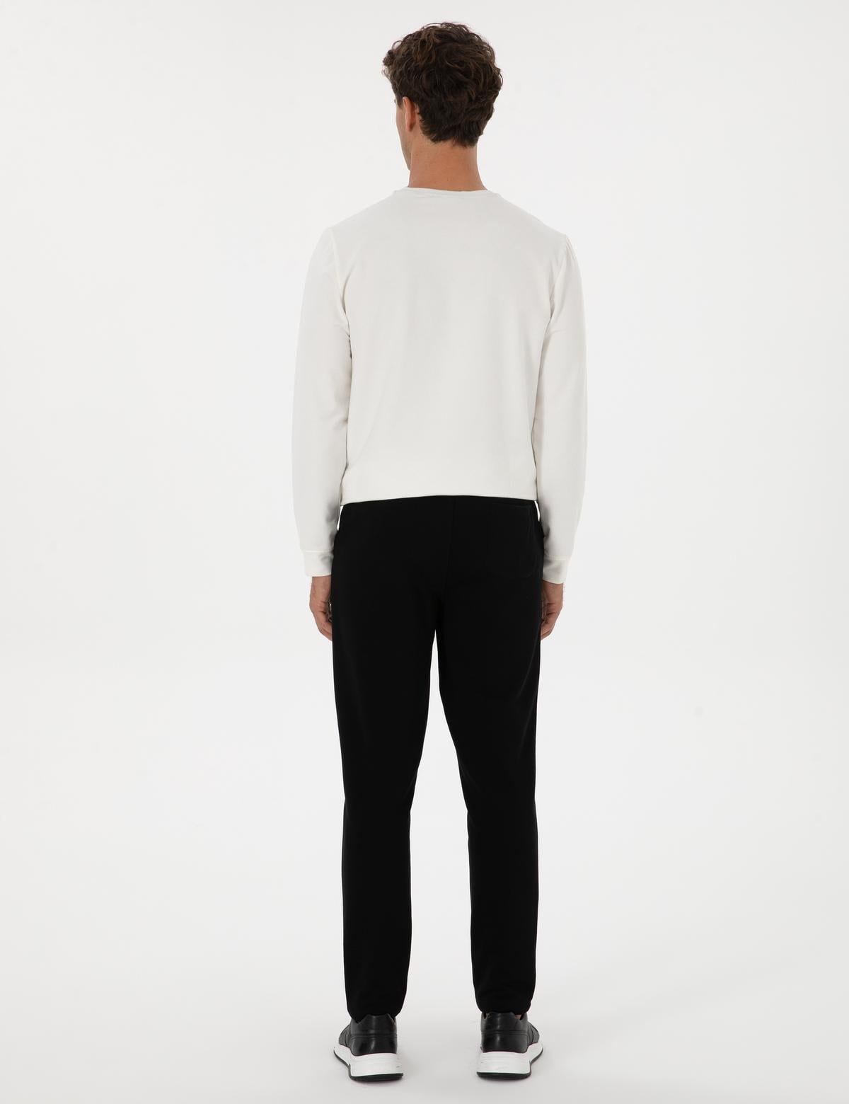 Siyah Slim Fit 3 İplik Düz Paça Eşofman Altı - 50317670008