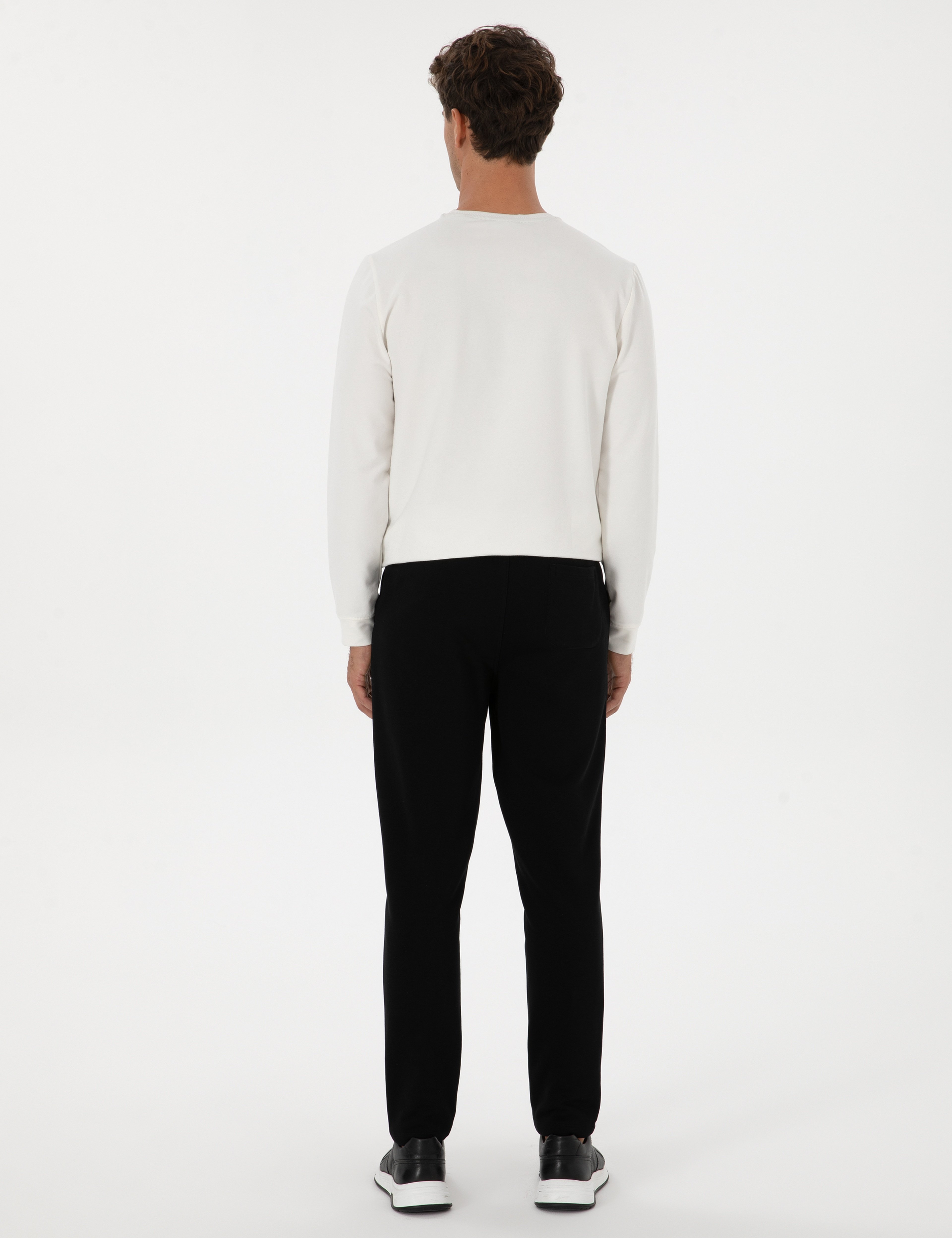 Siyah Slim Fit 3 İplik Düz Paça Eşofman Altı - Image 4