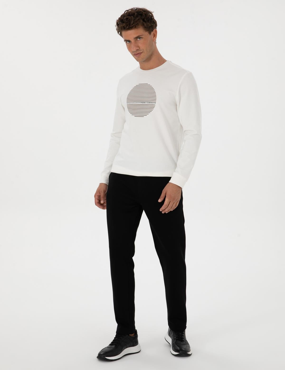 Siyah Slim Fit 3 İplik Düz Paça Eşofman Altı - 50317670008