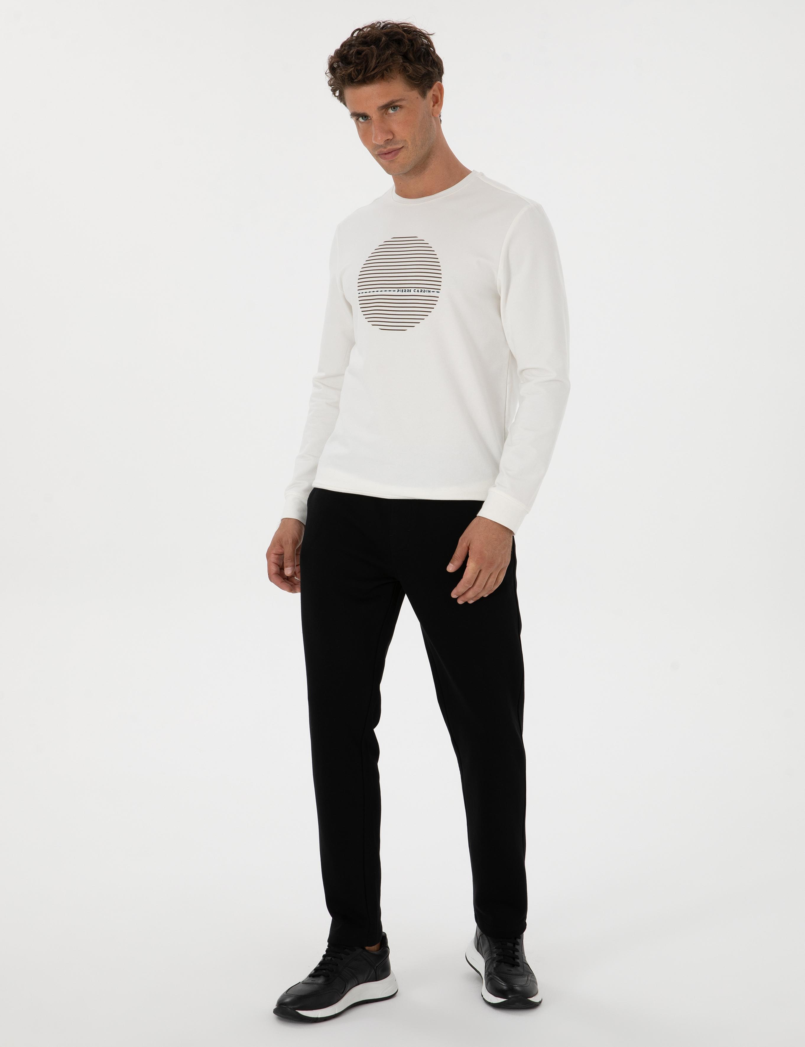 Siyah Slim Fit 3 İplik Düz Paça Eşofman Altı