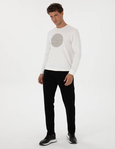 Siyah Slim Fit 3 İplik Düz Paça Eşofman Altı