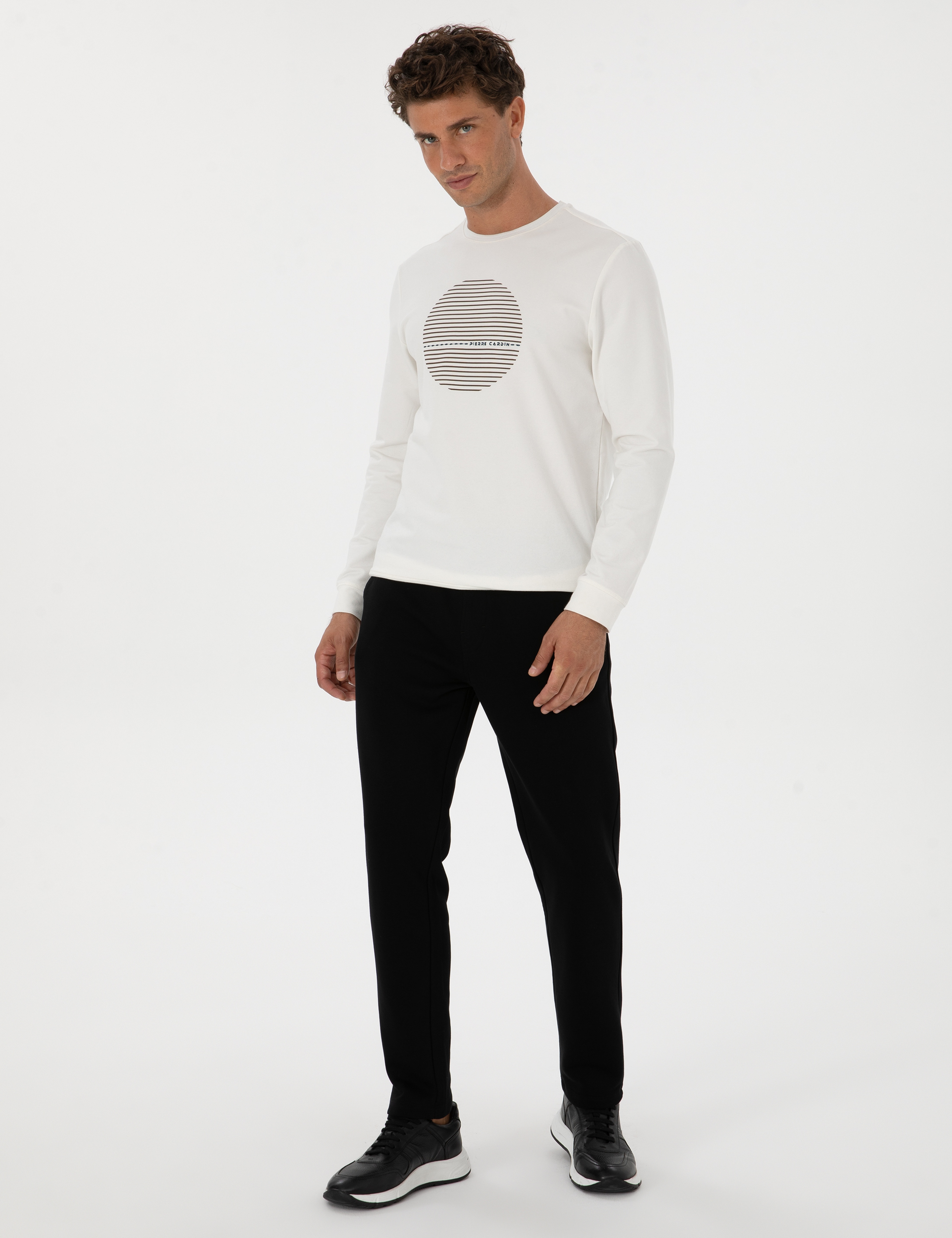 Siyah Slim Fit 3 İplik Düz Paça Eşofman Altı
