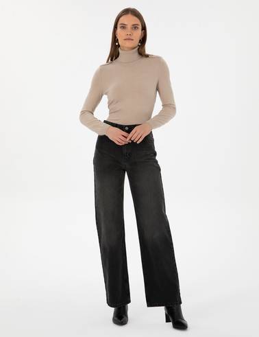 Siyah Loose Fit Jean Pantolon