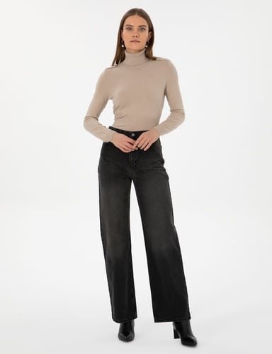 Siyah Loose Fit Jean Pantolon