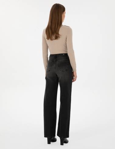 Siyah Loose Fit Jean Pantolon