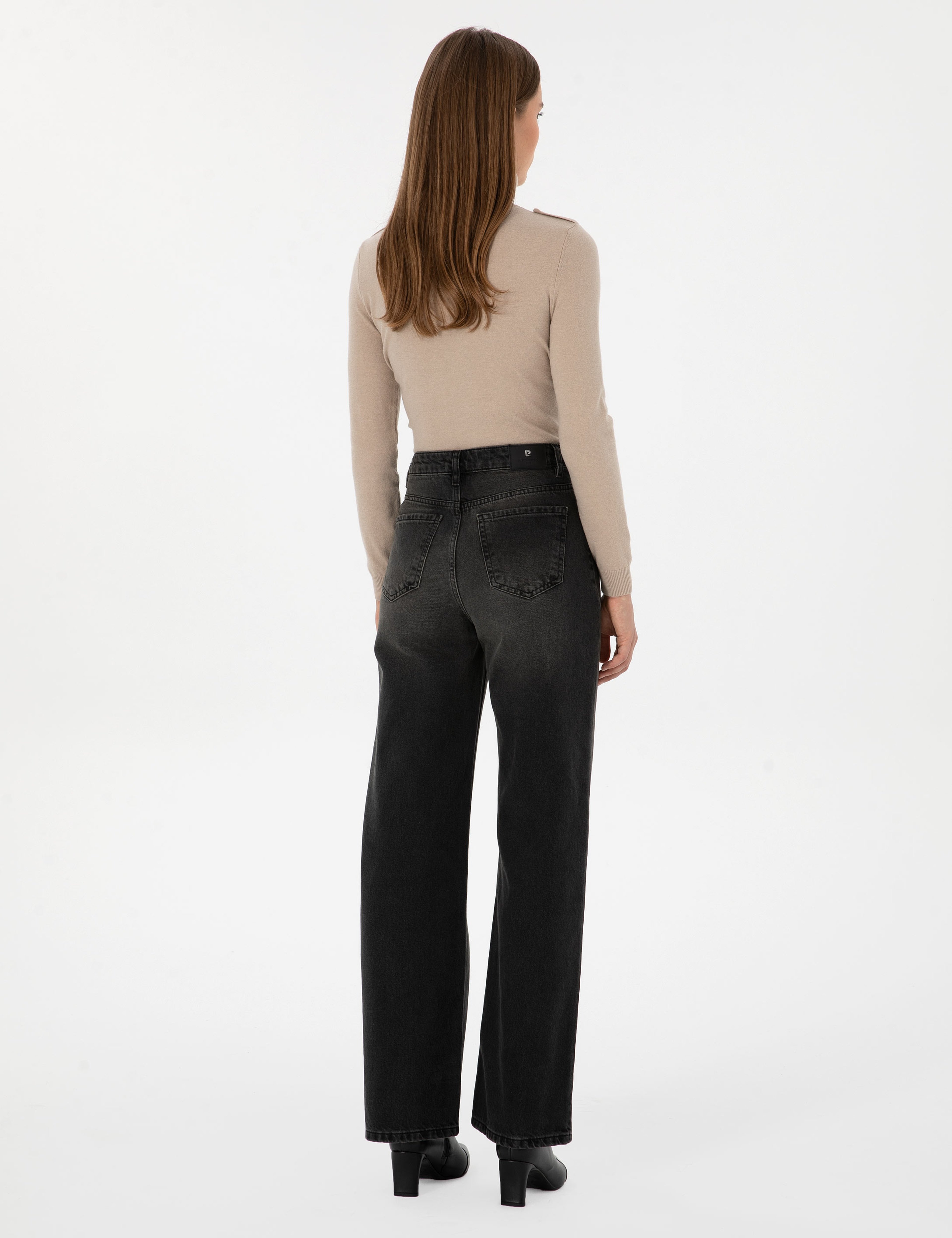 Siyah Loose Fit Jean Pantolon